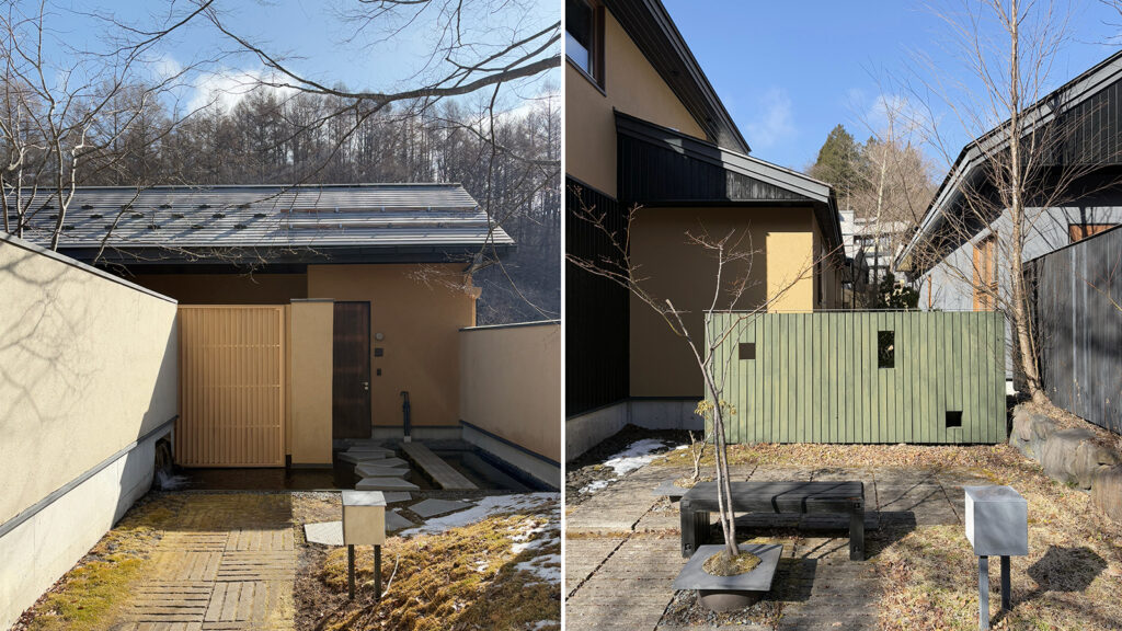 街路地の部屋 外観。ちょっとした休憩スペースが設けられていて路地裏を抜けていくような楽しさがある
